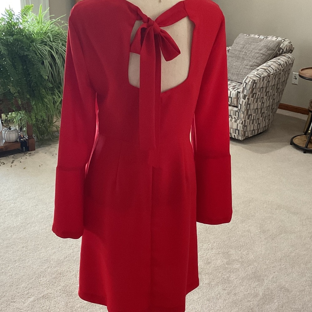Banana Republic Red dress AND  Tahari jacket, AND gold necklace - Picture 2 of 12